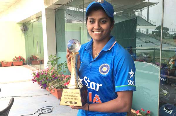Vanitha with the World Cup trophy