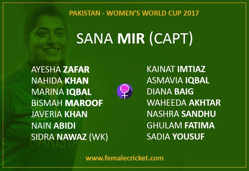 pakistan women's cricket team for World Cup 2017