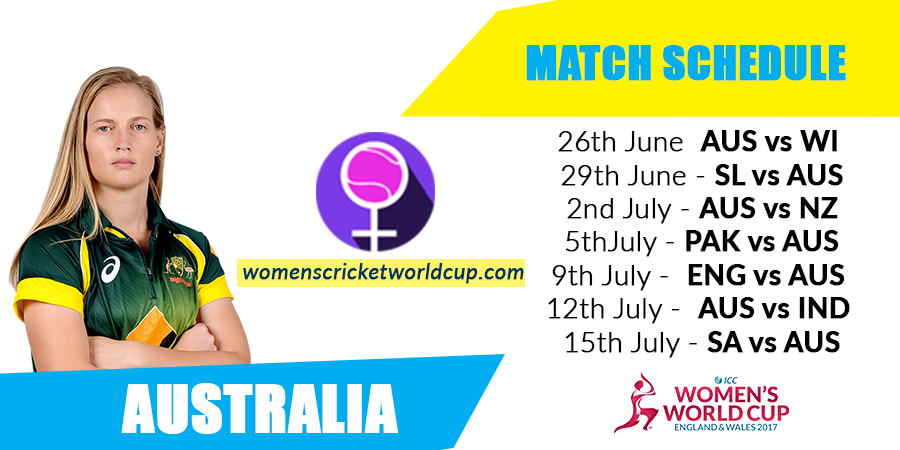 Australia women's cricket team matches & live scores for World Cup 2017