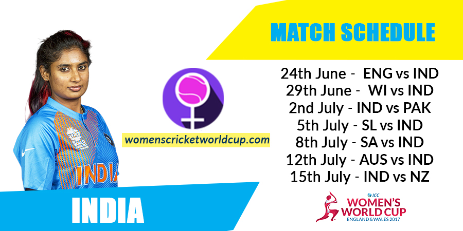 India women's cricket team matches & live scores for World Cup 2017
