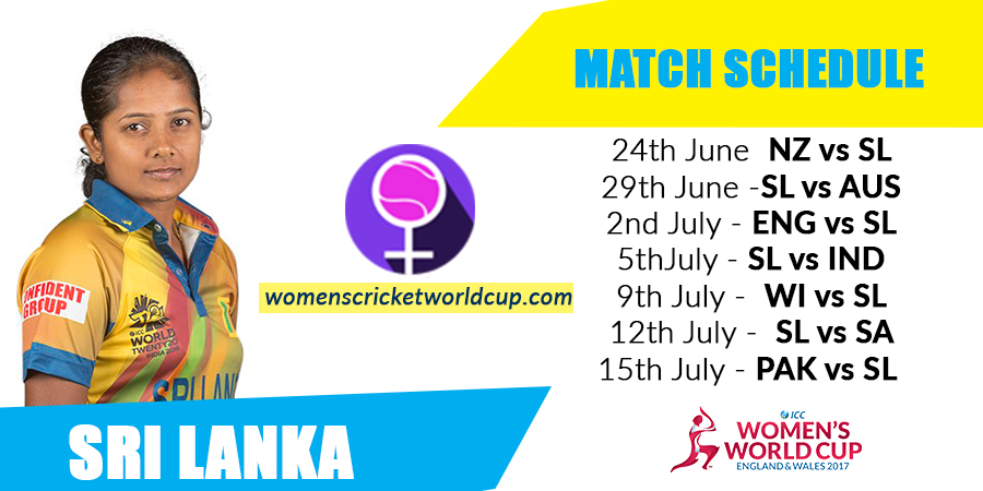 Sri Lanka women's cricket team matches & live scores for World Cup 2017