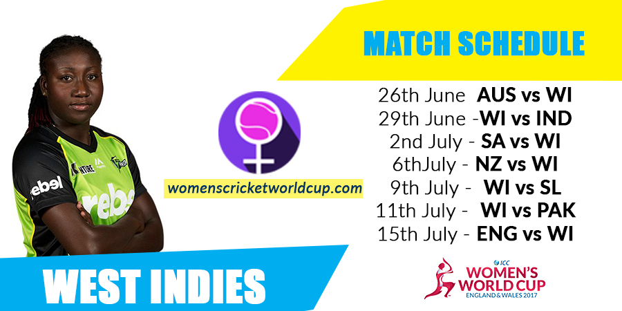 West Indies women's cricket team matches & live scores for World Cup 2017
