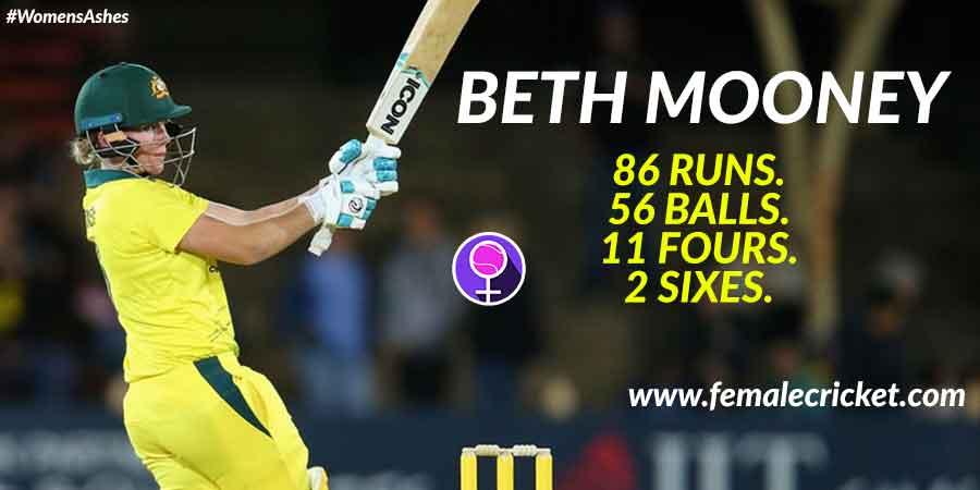 Beth Mooney steals the show at women's Ashes 2017. She struck a majestic 56 ball 86 runs to help Australia retain the women's ashes 2017.