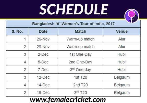 Schedule for Bangladesh A vs India A announced