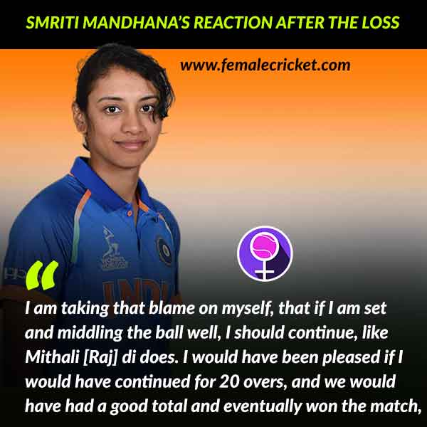 This is what Smriti said after the T20 loss against Australia Women at Brabourne