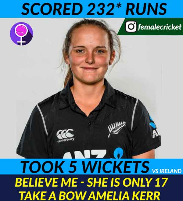 Amelia Scores record breaking 232 runs