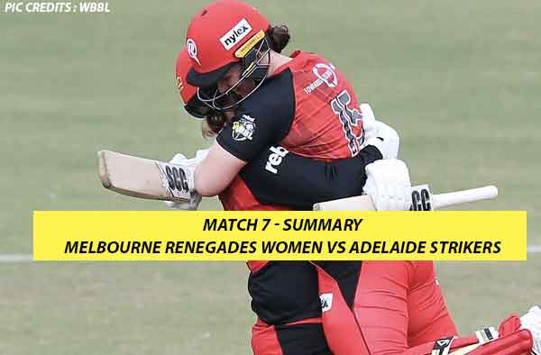 Match 7 – Melbourne Renegades Women vs Adelaide Strikers Women at Junction Oval Melbourne