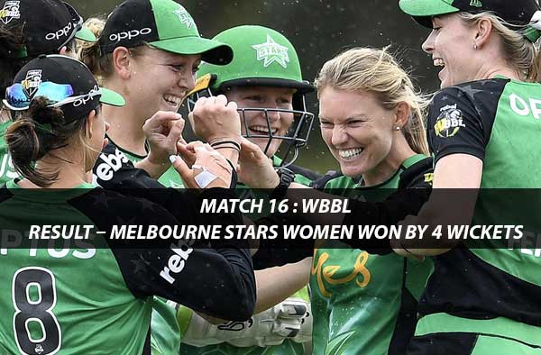 Match 16 – Melbourne Stars Women vs Perth Scorchers at Casey Fields No 4, Melbourne