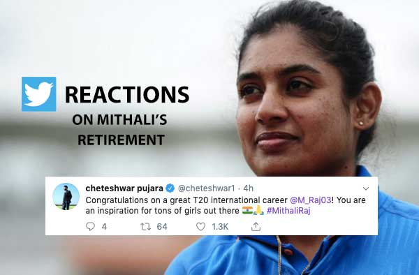 Twitter reactions to Mithali Raj's T20I retirement