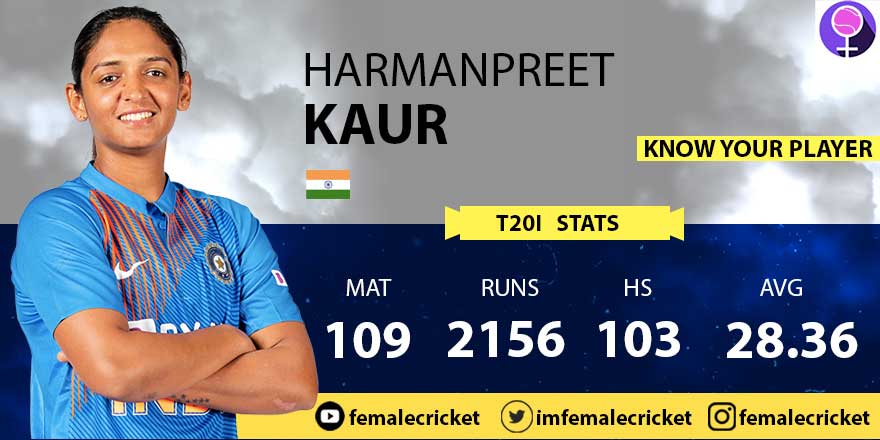 Harmanpreet Kaur for Women's T20 World Cup 2020