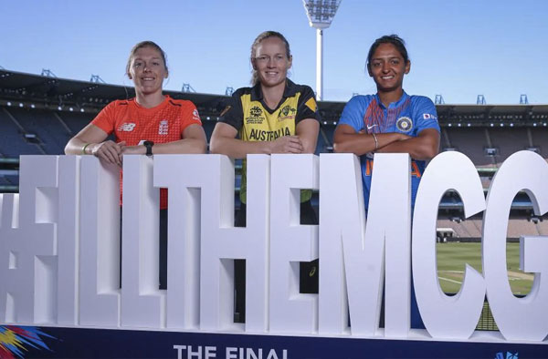Women’s T20 captains Heather Knight of Great Britain, Meg Lanning of Australia and Harmanpreet Kaur of India. Picture: Getty Images