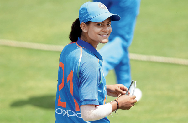 Radha Yadav during the India 'A' women's match against England at the Brabourne Stadium recently. Pic/Suresh Karkera