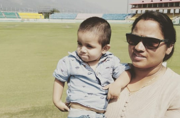 Amita Sharma with her son