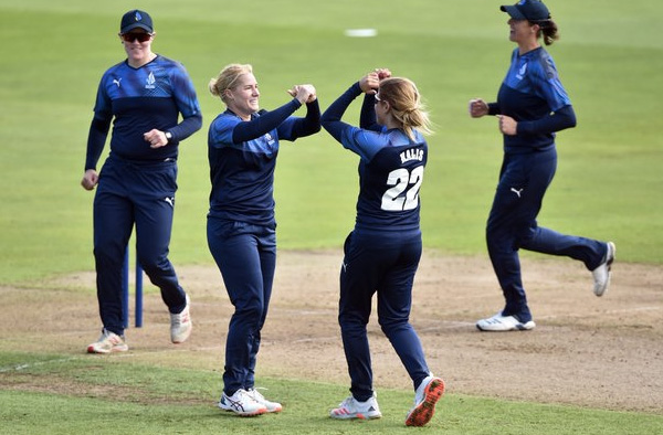 Natalie Sciver scored a century and claimed two wickets in a fine all-round performance to guide Northern Diamonds to a nine-run victory over Lightning . PC: Twitter / North_Diamonds