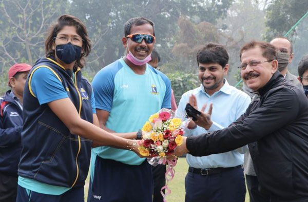 Jhulan Goswami inaugurating separate practice facility for female cricketers in YMCA. PC: Jhulan Goswami / Twitter