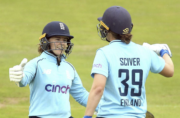 Tammy Beaumont and Natalie Sciver stitch 100+ Run partnership to take 1-0 Series lead in ODIs. PC: Twitter