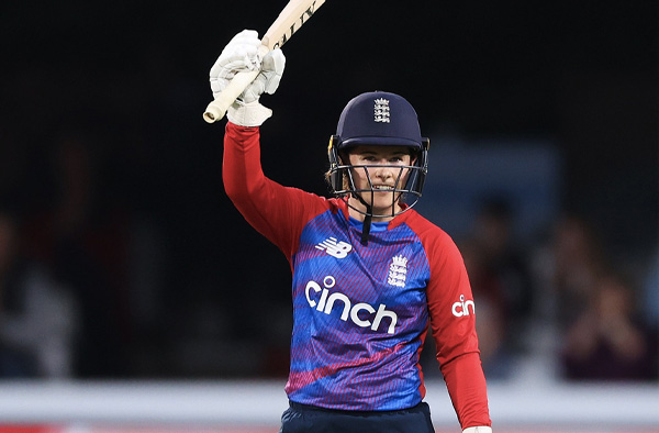 Tammy Beaumont scored 97 runs in just 65 Balls. PC: England Cricket / Twitter
