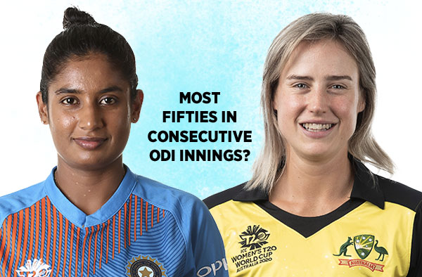 Which Female Cricketers have Most Half-Centuries in Consecutive ODI Innings?