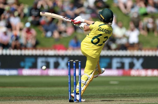Ashleigh Gardner's 18 ball 48 Runs help Australia put 269 against rivals New Zealand. PC: ICC/Getty Images