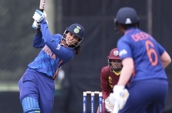 Smriti Mandhana scores half-century against West Indies in a warm-up match. PC: ICC/Getty Images