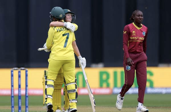 Australia post mammoth 305 Runs against West Indies in Semi-Final. PC: ICC/Getty Images
