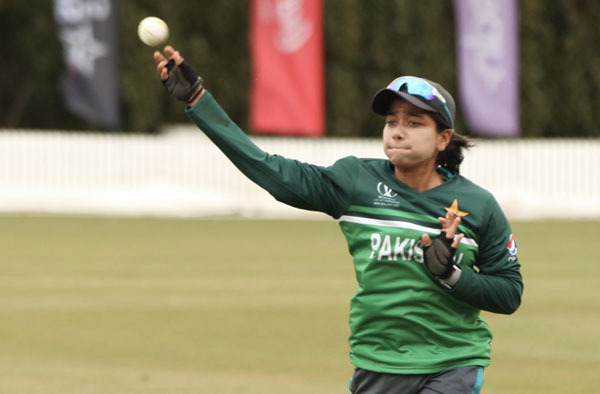 Fatima Sana took 4 wickets in a warm-up against Bangladesh. PC: PCB/Twitter