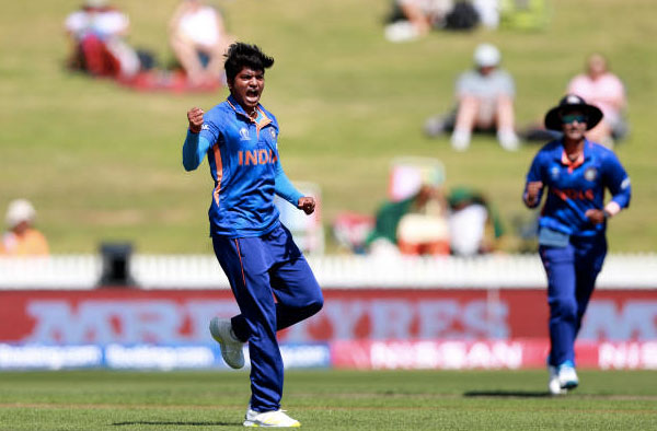Pooja Vastrakar's 4 Wicket haul help India restrict New Zealand to 260 Runs. PC: ICC / Getty Images
