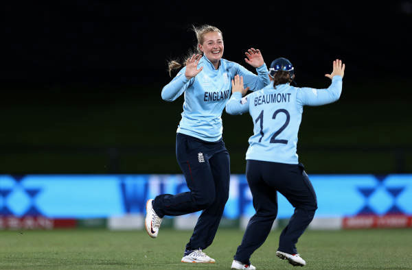 Sophie Ecclestone's 6 Wicket Haul demolish South Africa's batting line-up in Semi-Finals.PC: ICC/Getty Images