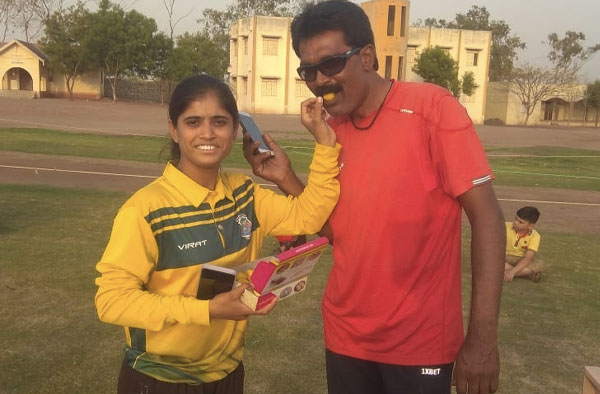 Aarti Kedar with her coach. PC: Female Cricket