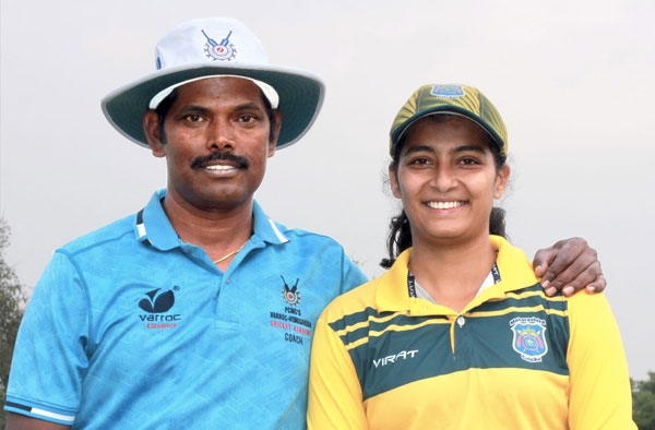 Shraddha Pokharkar with her Coach. PC: Female Cricket