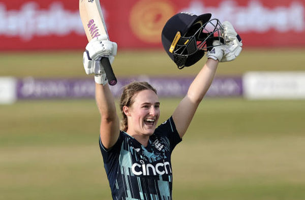 Emma Lamb completes her maiden ODI Century in 1st ODI against South Africa. PC: Getty Images