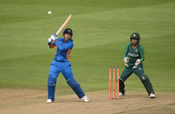 Smriti Mandhana's unbeaten 63 helps India beat Pakistan by 8 Wickets. PC: Getty Images