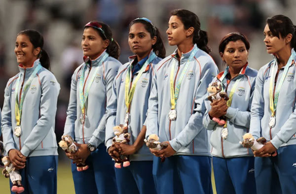Indian Women's Cricket Team member received Silver Medal. PC: Getty Images