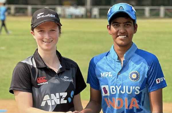 India U19 Women vs New Zealand Development Squad. PC: White_Ferns / Twitter