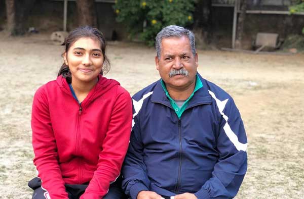 Raghvi Bist with her Coach. PC: Female Cricket