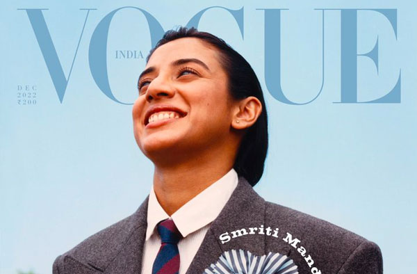 Smriti Mandhana graces Vogue India's Cover Page for December 2022 Edition. PC: VOGUEIndia / Twitter