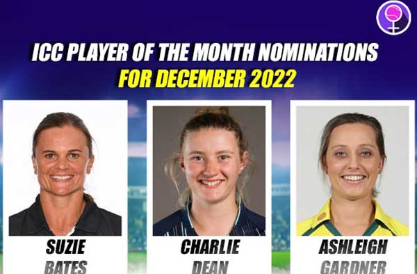 Who are the nominees for ICC Women’s Player of the Month for December 2022?