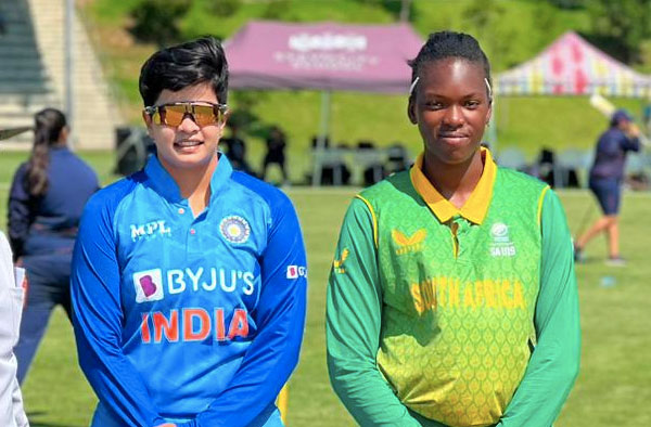 India U19 beat South Africa U19 by 7 Wickets in 5th T20. PC: BCCIWomen / Twitter
