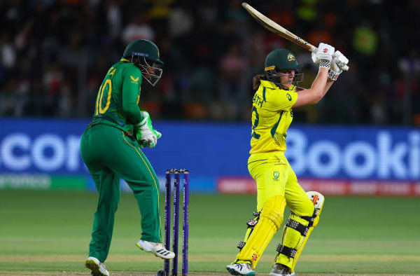 Tahlia McGrath's fifty guides Australia to a 6 wicket win over host South Africa. PC: Getty Images