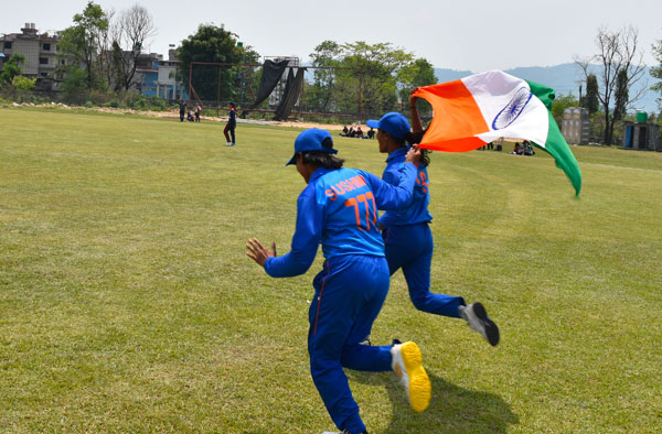 India Blind Women's team beat Nepal convincingly by 9 Wickets to level series 1-1. PC: Twitter