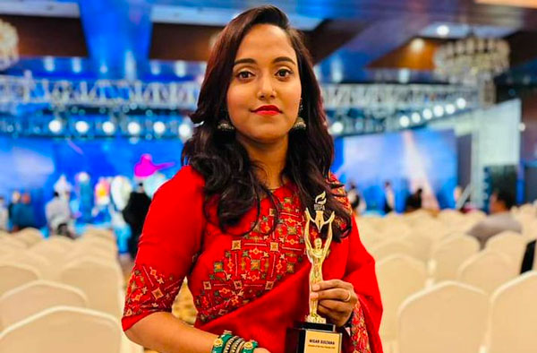 Nigar Sultana Joty was awarded with 𝐖𝐨𝐦𝐞𝐧'𝐬 𝐂𝐫𝐢𝐜𝐤𝐞𝐭𝐞𝐫 𝐨𝐟 𝐭𝐡𝐞 𝐘𝐞𝐚𝐫 Award. PC: mmash02 / Twitter