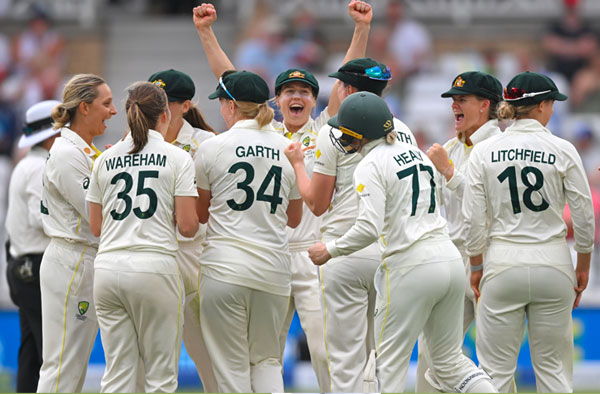 Sophie Ecclestone picks 10 Wickets, Ashleigh Gardner dismantles England's lineup in 2nd Innings. PC: Getty Images