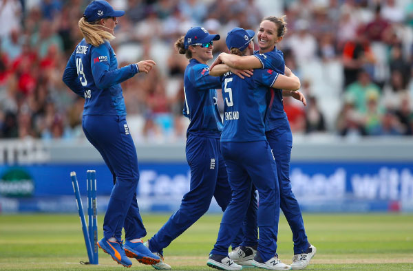 Kate Cross celebrating a wicket against Australia. PC: Getty Images