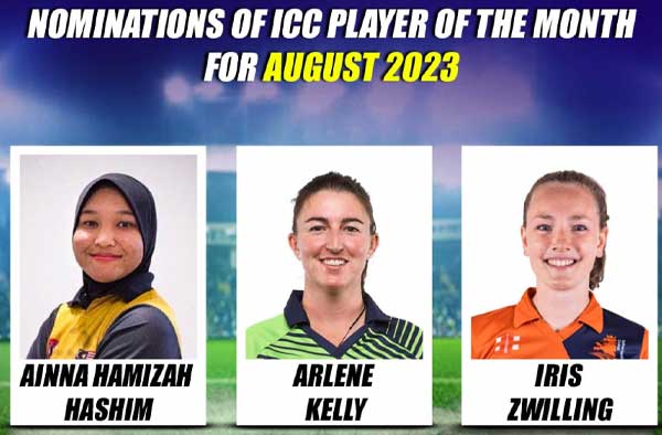 Ainna Hamizah Hashim, Arlene Kelly, Iris Zwilling nominated for ICC's monthly award