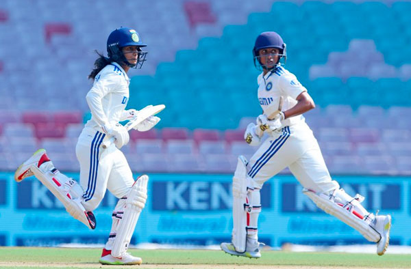 Jemimah Rodrigues and Shubha Satheesh scored their maiden Test Fifty. PC: Getty