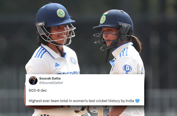 Twitter Reactions: India scores highest team total in Women's Test Cricket