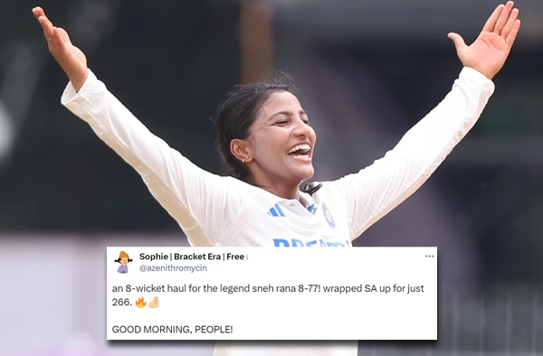 Twitter Reactions: Sneh Rana makes history with record 8-wicket haul in Women's Test