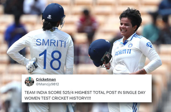 Twitter Reactions: India records 525 Runs on Day 1, Highest-Ever in the History of Women's Tests