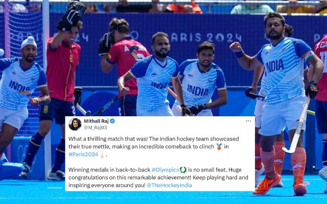 Indian Men’s Hockey Team wins Olympic Bronze, female cricketers heaps praises