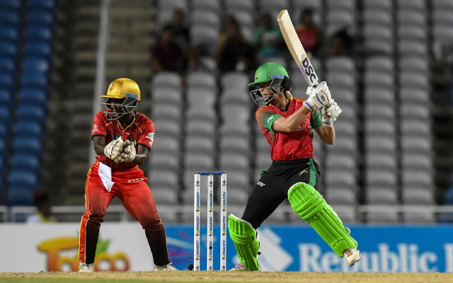 Watch Highlights Erin Burns and Chloe Tryon lead Guyana Amazon Warriors to dominant victory over Trinbago Knight Riders. PC: Getty